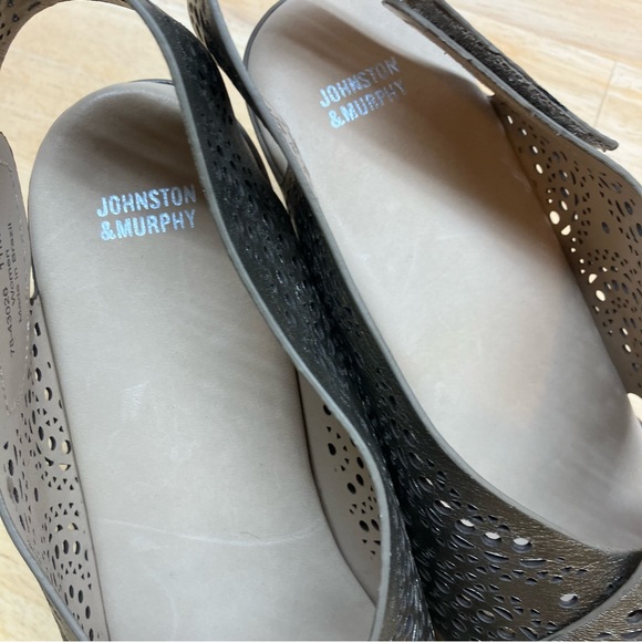 Johnston & Murphy Metallic Half-Medallion Wedge Sandals | Size 11 - Picture 13 of 13